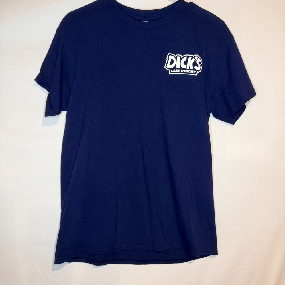 Dicks Last Resort Mens Navy Blue Graphic T-Shirt Size M Big Bang Theory Parody
